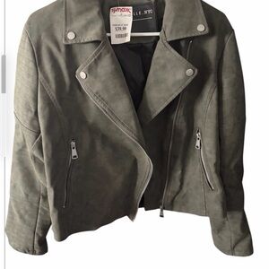 Stylish Olive Faux Leather Jacket